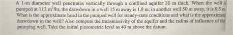 Solved A M Diameter Well Penetrates Vertically Through A Chegg