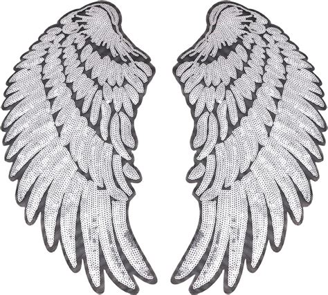 LA HAUTE Iron On Patches Embroidered Sequins Angel Wings Patches DIY