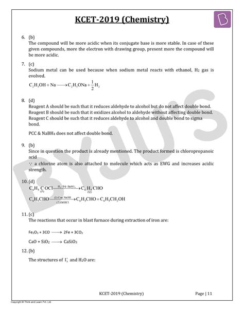 Kcet 2019 Chemistry Question Paper With Solutions Download Pdf