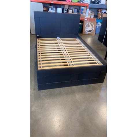 Ikea Double Size Bed Frame With Under Bed Storage And Headboard