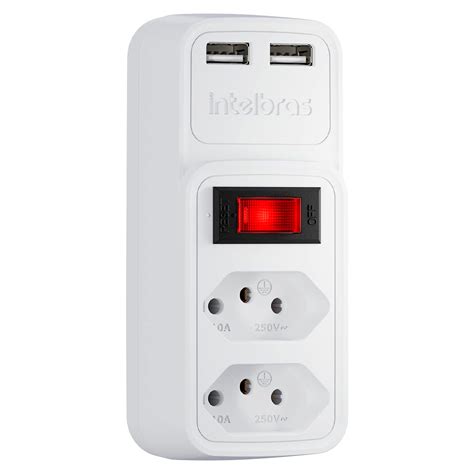 Adaptador De Tomada Intelbras Branco Tomadas E Usb Eac