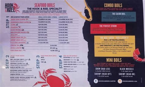 Menu At Hook And Reel Cajun Seafood And Bar Canton