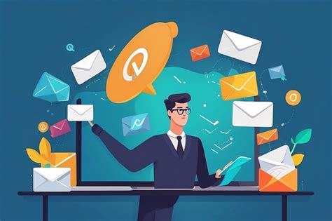 Premium Photo Efficient Email Management Vector Flat Style Communication