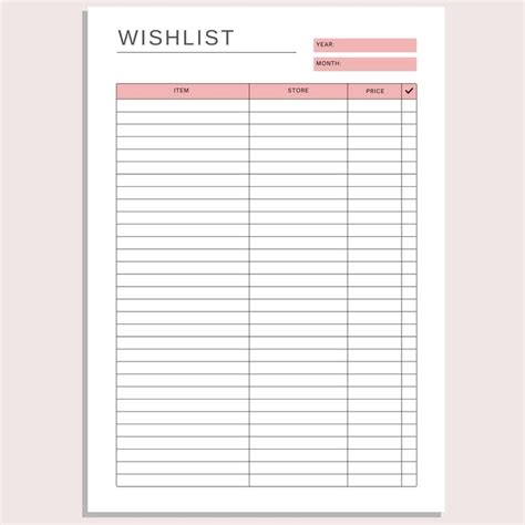 Wishlist Printable Wishlist Christmas Gift List Birthday Presents Gifts