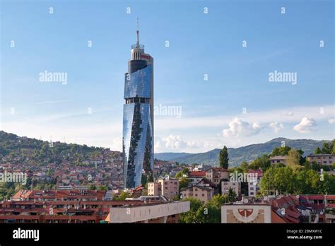 Sarajevo Bosnia And Herzegovina May 25 2019 The Avaz Twist Tower Is