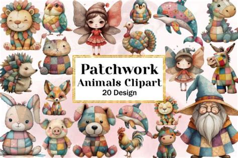 Patchwork Animals Clipart PNG Graphic by Ak Artwork · Creative Fabrica