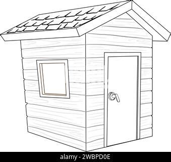 Black And White Drawing Of A Simple Shed Stock Vector Image Art Alamy