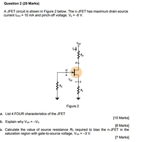 SOLVED A JFET Circuit Is Shown In Figure 2 Below The N JFET Has A