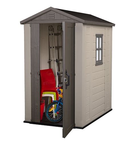 New Keter Factor Outdoor Plastic Garden Storage Shed, 4 x 6 feet - Beige FREE DELIVERY AND ...