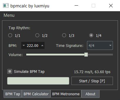 Github Luxmiyu Bpmcalc A Simple Bpm Calculator