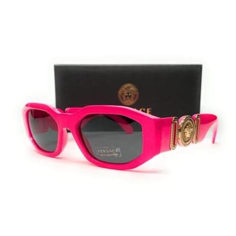 Versace Ve4361 531887 Pink Fuxia Rectangle Unisex Sunglasses 53 Mm