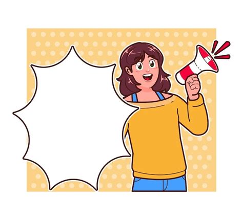 Premium Vector Advertising Poster Comic Woman With Megaphone And