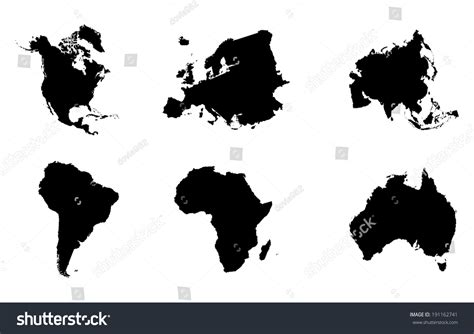 Continents Pictogram Vector Isolated On White Background High Detailed