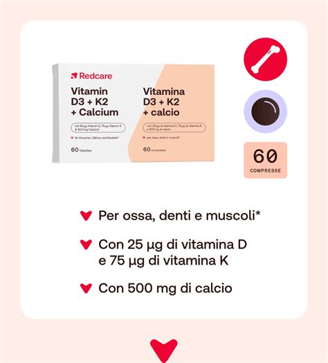 Redcare Vitamina D3 K2 E Calcio 60 Pz Redcare