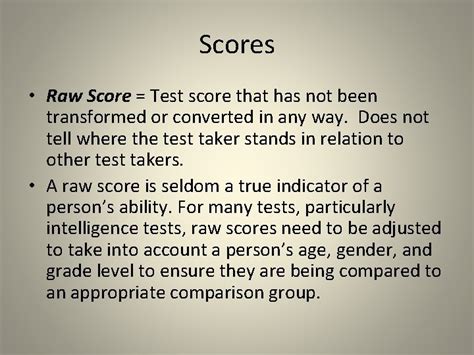 Characteristics Of Psychological Tests Standardization Norms Raw Score