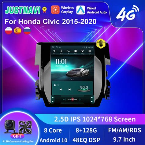 Justnavi für honda civic 2016 2018 android10 Autoradio Stereo