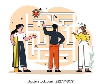 Strategic Planning Concept Man Women Near Stock Vector Royalty Free