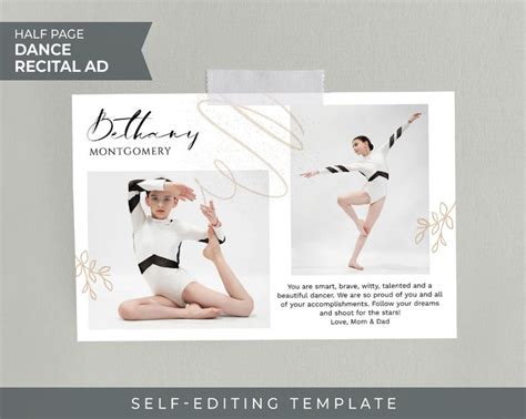 Dance Recital Ad Template Self Editing In Corjl Faux Gold Design X