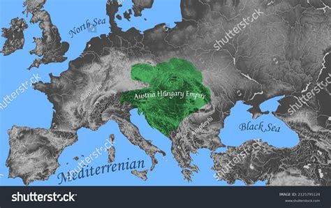 Austria Hungary Empire Europe Map Stock Illustration 2125795124 ...