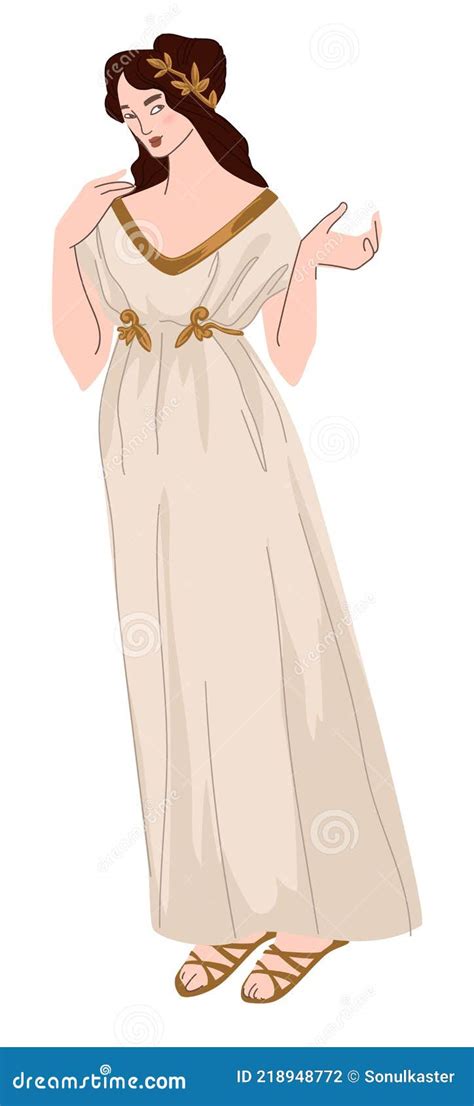 Woman Wearing Greek Traditional Clothes Dress Stock Vector ...