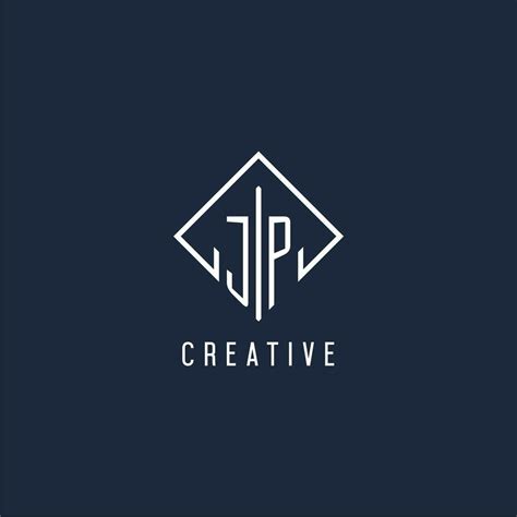 JP initial logo with luxury rectangle style design 25759284 Vector Art ...