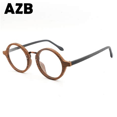 AZB Wooden Eyewear Frames Spectacle Retro Round Cl... – Grandado