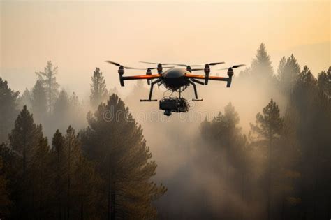 Air Firefighting With Drone Of Wildfire In Forest Stock Illustration