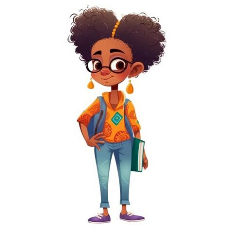 Premium AI Image | Margaret A Cartoon Character With Afro Fade Cut And ...