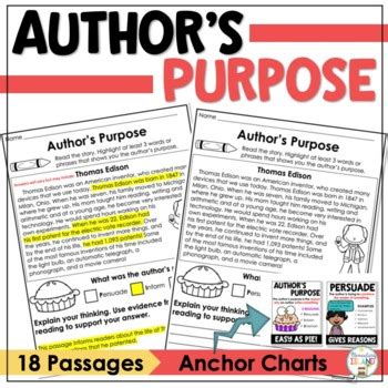 Author S Purpose Passages Fiction Vs Nonfiction Anchor Chart