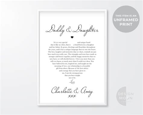 Dad And Daughter Poem Print Unframed Dad Poem Dad Birthday T From Daughter Dad Ts