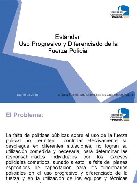 Estándar Uso Progresivo Y Diferenciado De La Fuerza Policial Pdf