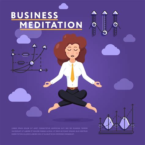 Premium Vector Businesswoman In Meditation Pose On Work Illustration