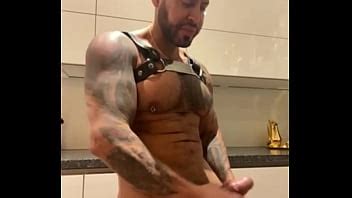 Latino Gay Pornstar In Harness And Leather Panties In The Kitchen