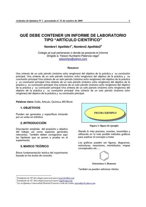 Formato Informe Como Articulo Cientifico Articulos Cientificos