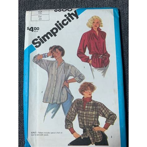 Simplicity Other Simplicity Misses Shirt Sewing Pattern Sz 2 660 Uncut Poshmark