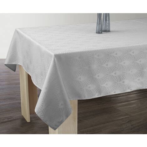 Nappe Anti taches Damassée Gris perle Rectangle 150 x 200 cm