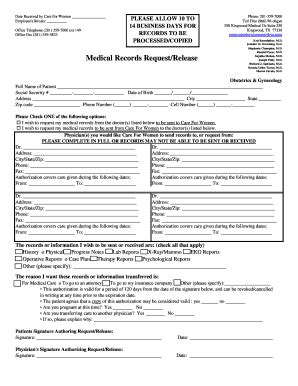 Fillable Online Medical Records Request Release Form Fax Email Print