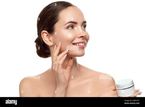 Beauty Spa Concept Woman Applying Cosmetics Cream Body Care Skin