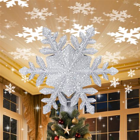 Buy Christmas Tree Topper Lighted With 6 Projection Slides Snowflake