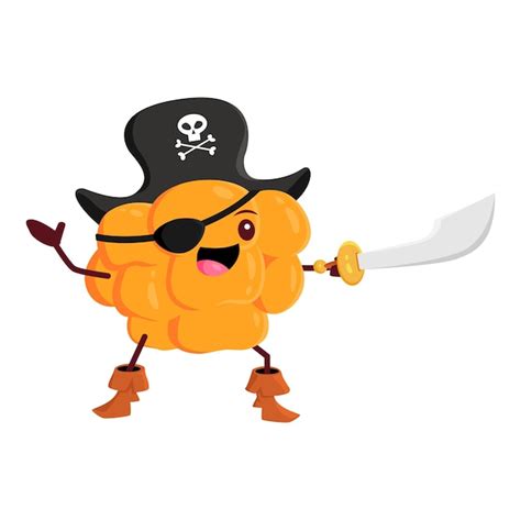 Personaje de capitán pirata de dibujos animados divertidos cloudberry