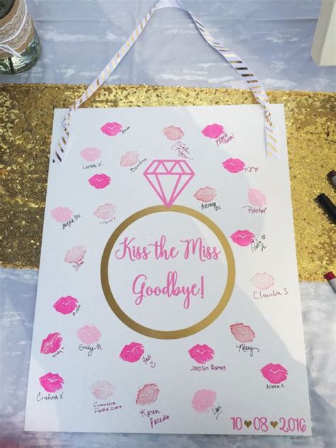 Kiss The Miss Goodbye Bachelorette Party Bridal Shower Sign By