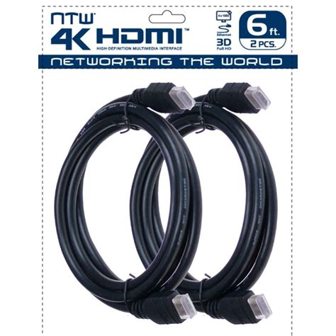 Ntw 6 Ft Ultra Hd 4k Hdmi Cable With Ethernet 2 Pack Nhdmi4 006 2