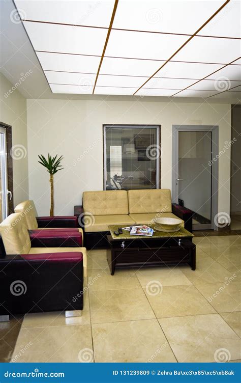 Modern a Office Furniture and Waiting Room Stock Image - Image of beige ...