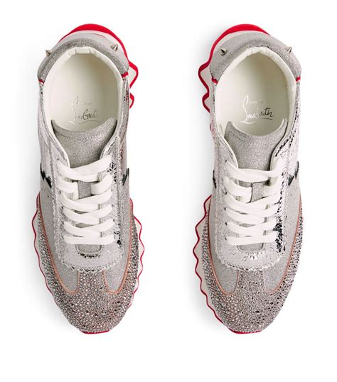 Womens Christian Louboutin Silver Loubishark Metallic Sneakers