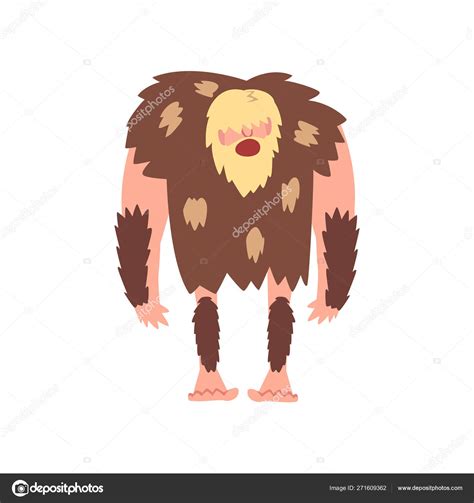 Prehistoric Muscular Bearded Man Primitive Stone Age Caveman In Animal