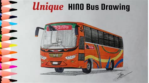 Colorful Unique Hino Bus Drawing How To Art Buses By Pencil Bd Art