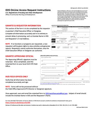 Fillable Online Portal Hud IDIS OnLine Access Request Instructions Fax