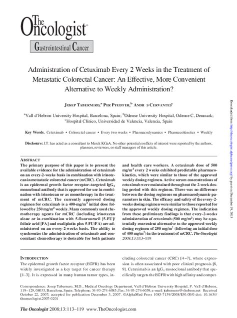 (PDF) Administration of Cetuximab Every 2 Weeks in the Treatment of ...