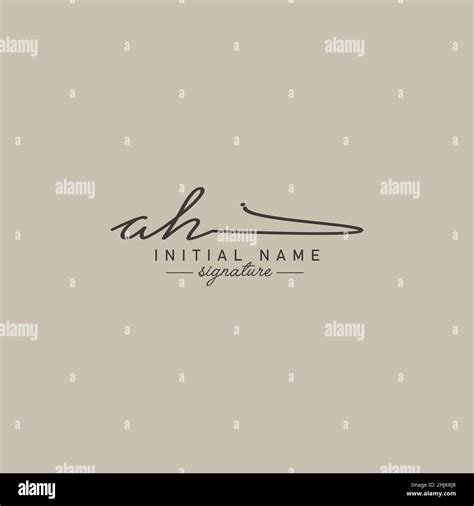 Initial Letter AH Logo Hand Drawn Signature Logo Minimal Vector