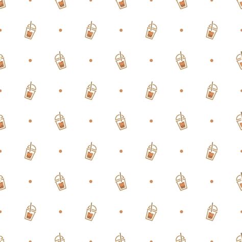 Premium Vector Boba Bubble Milk Tea Outline Seamless Pattern Template